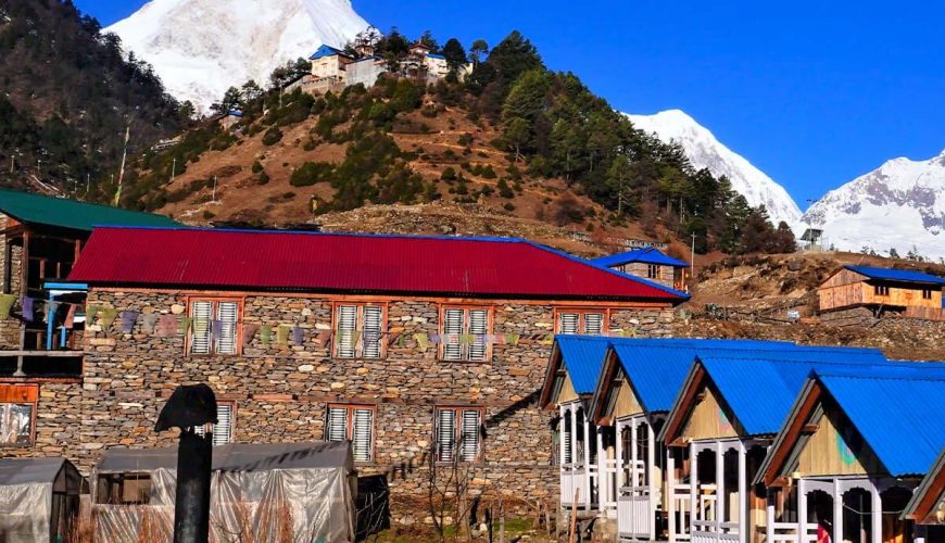 Casa de chá em um passeio no Nepal