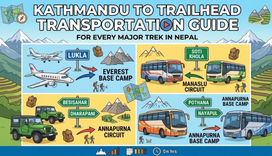 Guia de transporte de Katmandu a Trailhead para todas as grandes caminhadas
