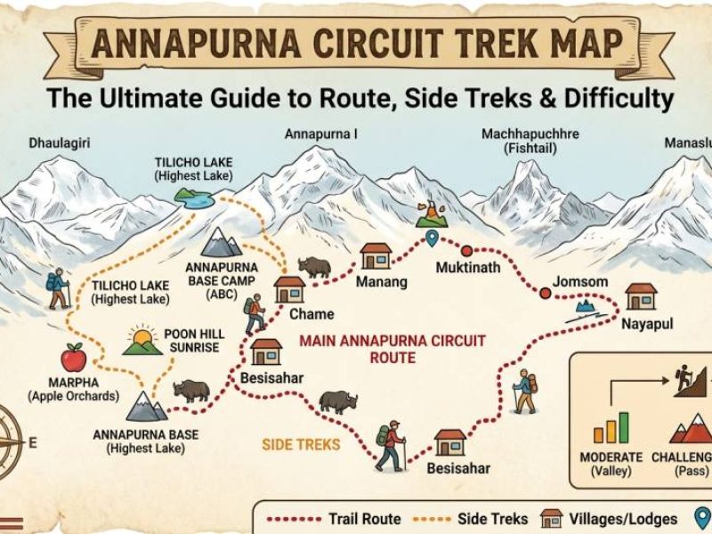 Annapurna Circuit Trek Map The Ultimate Guide to Route, Side Treks & Difficulty