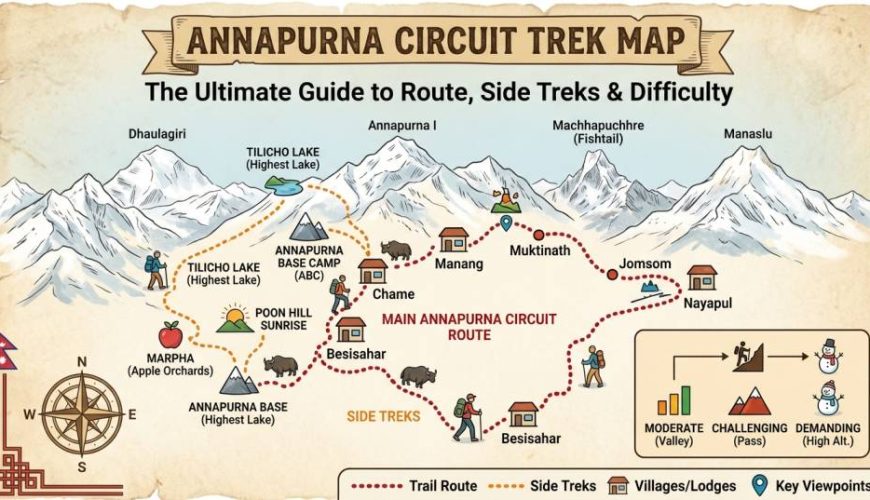 Annapurna Circuit Trek Map The Ultimate Guide to Route, Side Treks & Difficulty